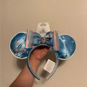 Disney Iridescent Blue Ears with Silver Bow